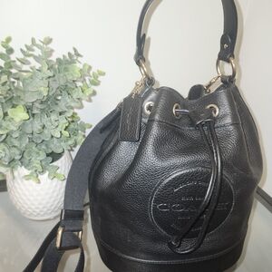 Coach Black Leather Bucket Bag